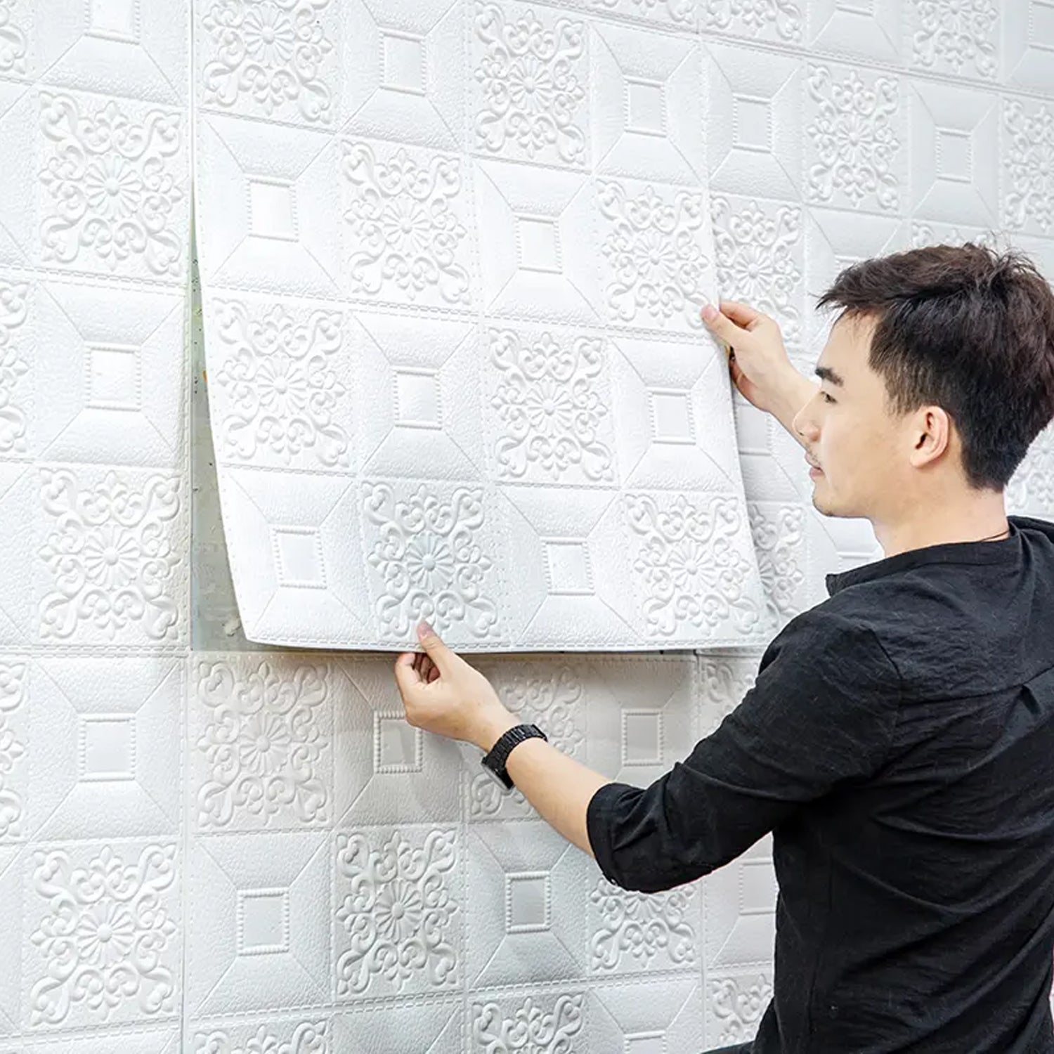 9276 Wallpaper 3D Foam Wallpaper Sticker Panels I Ceiling Wallpaper For Living Room Bedroom I Furniture, Door I Foam Tiles (Square Design) DeoDap 9276 Wallpaper 3D Foam Wallpaper Sticker Panels I Ceiling Wallpaper For Living Room Bedroom I Furniture, Door I Foam Tiles (Square Design) DeoDap